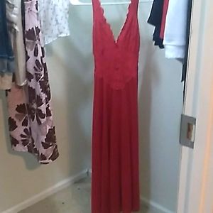 Medium Red Full Length Lingerie Dress